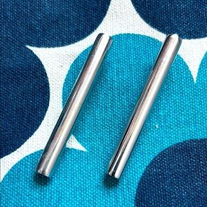 Fabulouss Modernist Sterling Silver Elongated Line Bar Tube Earrings Italian